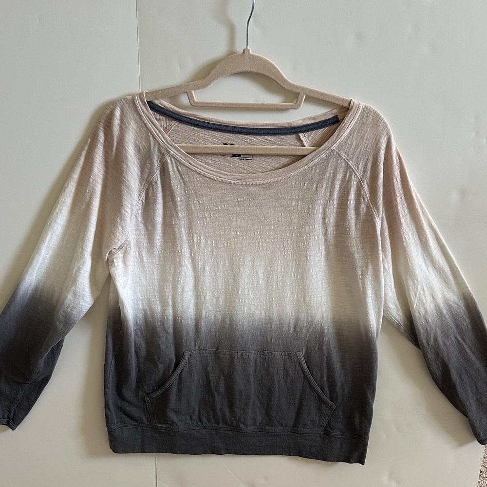 Xersion Ombre Long Sleeve Top - Black and Cream